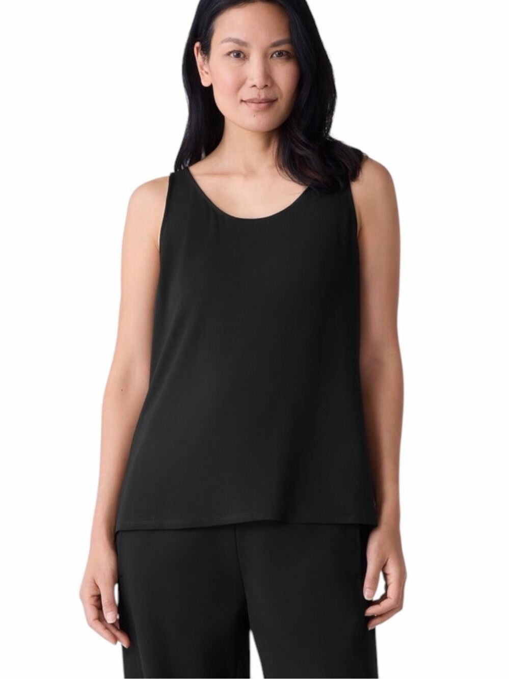 EILEEN FISHER Fine Jersey Scoop Neck Tank Black 3X